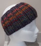 Hand Knitted stripey Merino Headband in Purple  - Image 2
