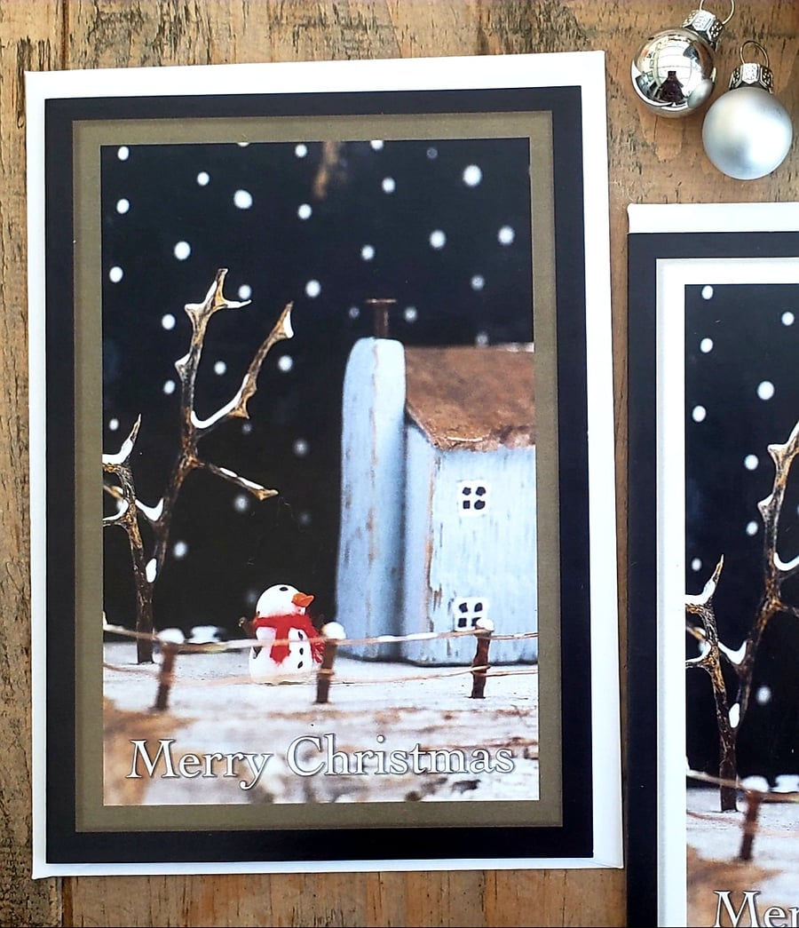 Christmas card multipack x 6  brown border