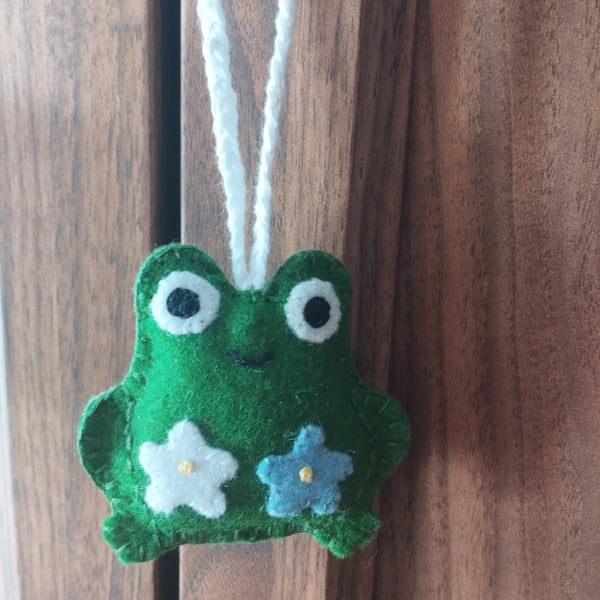Handmade frog hanging decoration wool felt 