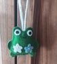 Handmade frog hanging decoration wool felt 