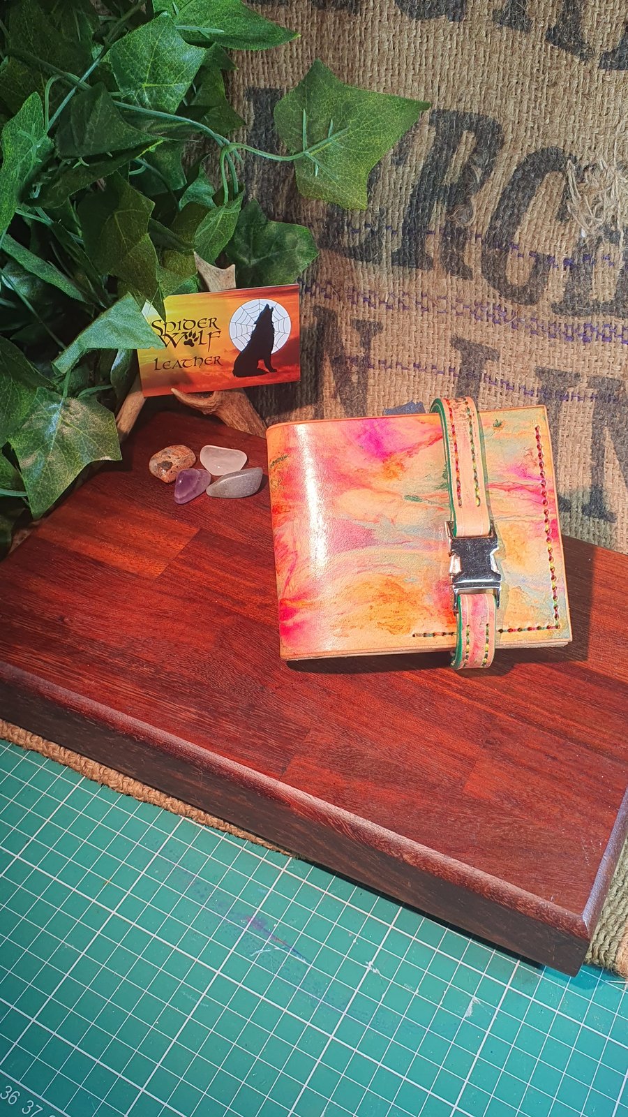 Water dyed leather wallet