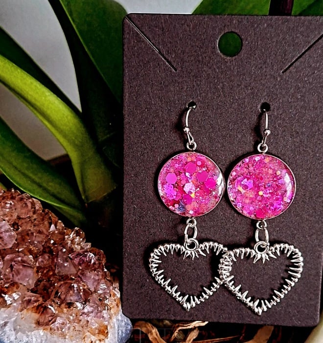 Dangly Earrings emo alt spooky cute heart spikes gothic