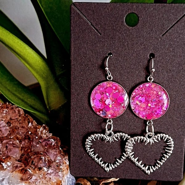 Dangly Earrings emo alt spooky cute heart spikes gothic