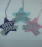 Pack of 6 star shaped Happy Birthday gift tags