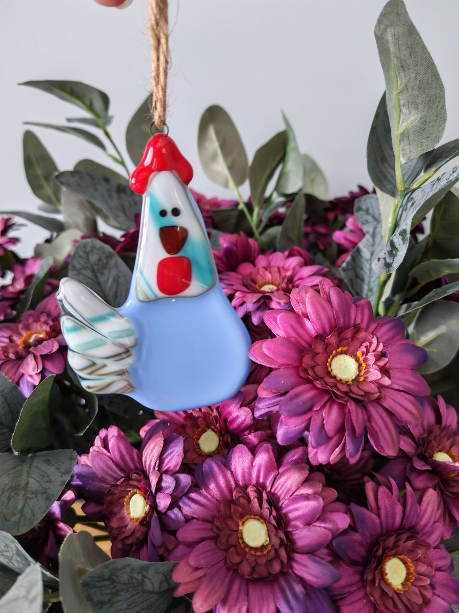 Fused Glass Chicken ornament