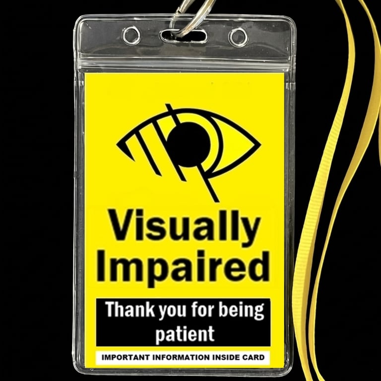 Visually Impaired, Lanyard and Badge Holder., plus Medic form
