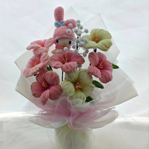 Handmade Pipe Cleaner Lily Bouquet with Bunny -... - Folksy
