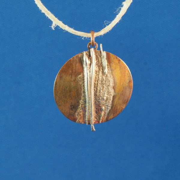 Waterfall Circular Copper and Silver Pendant