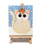 Cat Art with Robin - original mini painting of cute white cat and bird - Image 2