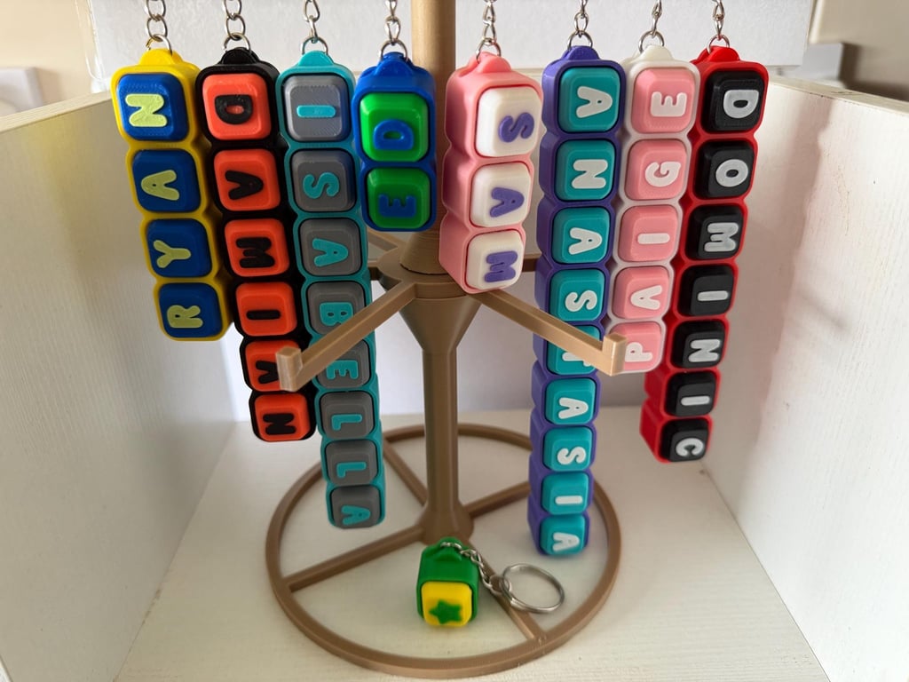 Personalised Name Fidget Clicker 3D Printed Keyboard Style Bag Charm, Custom Sen