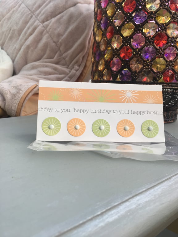 Happy Birthday card topped cellophane gift bag