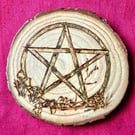 Wood Slice Pentagram  Coaster