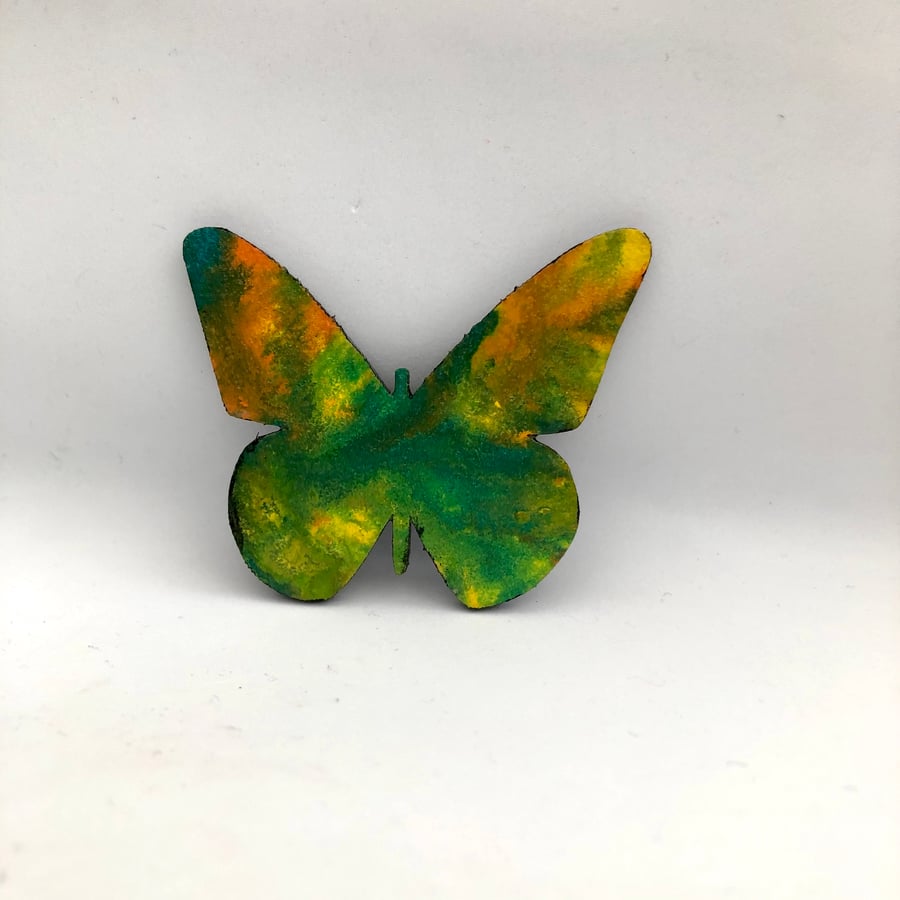 Marbled Butterfly Brooch - Yellow