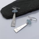 Seaglass sterling silver elongated triangle earrings