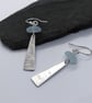 Seaglass sterling silver elongated triangle earrings