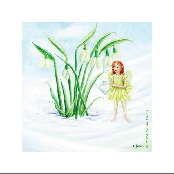 Winter Snowdrop Fairy Magic - Greeting Card