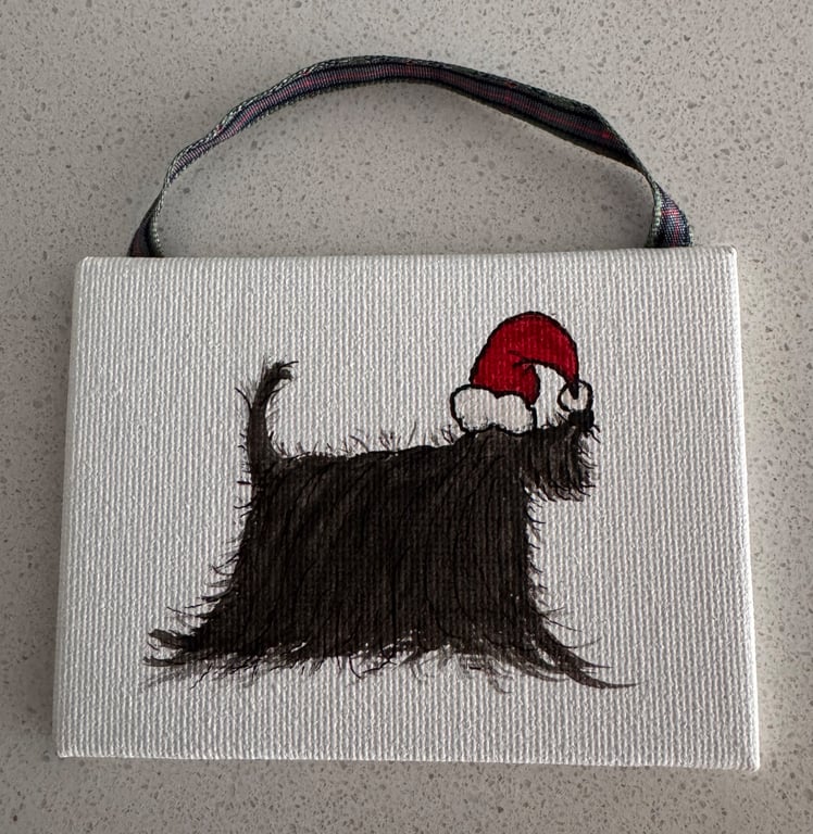 Festive Black Scottie Dog Christmas Decoration 