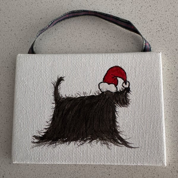 Festive Black Scottie Dog Christmas Decoration 