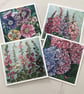 Set of 4 Floral Art Cards
