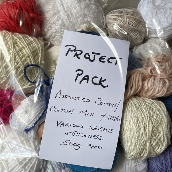 PROJECT PACK OF ASSORTED COTTON YARNS 500g