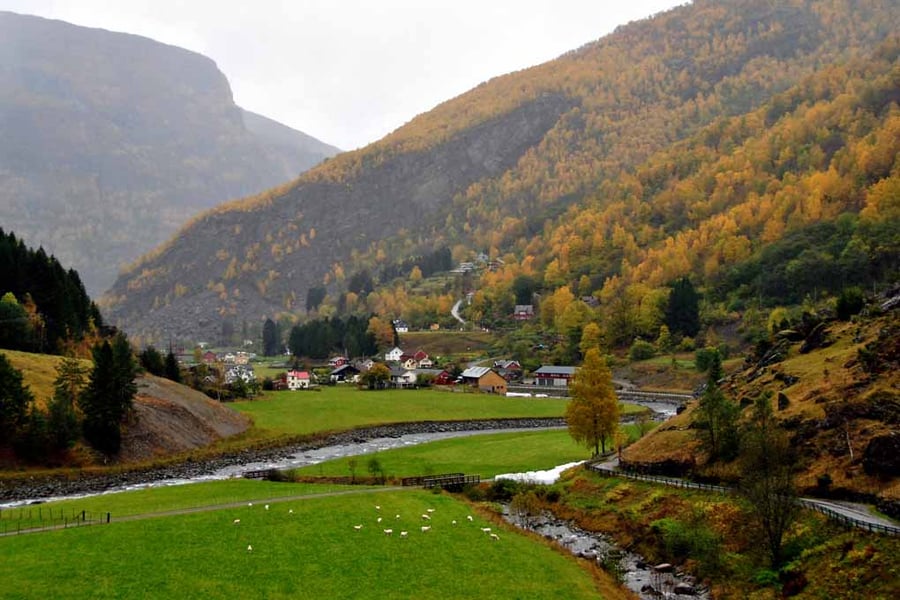 Flamsdalen Valley Flam Norway Scandinavia 18"x12" Print