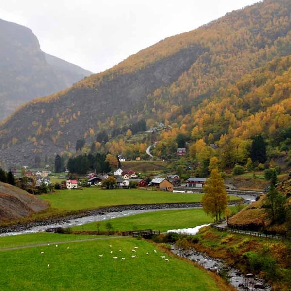 Flamsdalen Valley Flam Norway Scandinavia 18"x12" Print