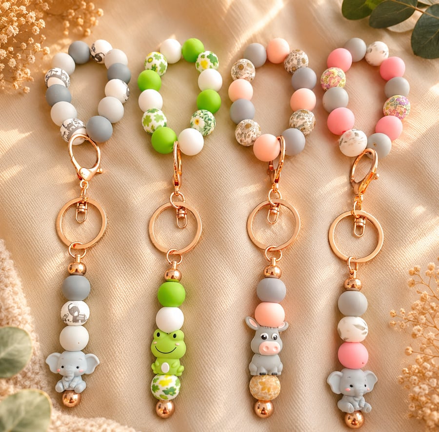 Rose gold Silicone Beaded Wristlets 
