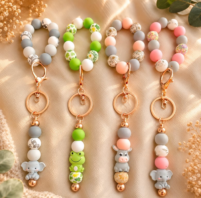 Rose gold Silicone Beaded Wristlets 