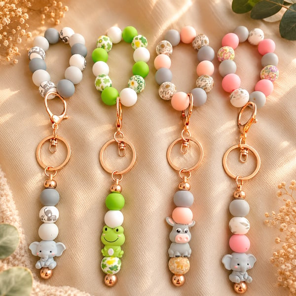 Rose gold Silicone Beaded Wristlets 