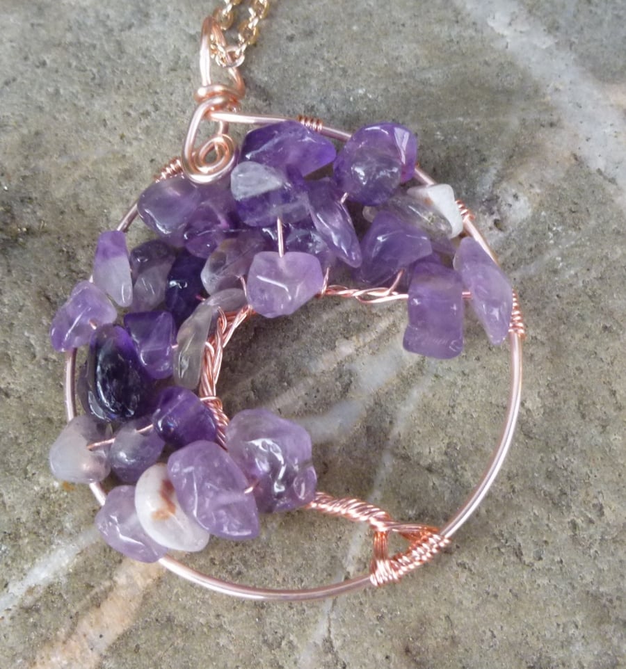Amethyst Tree of Life Pendant Necklace ToL191