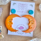 Handmade Moon Polymer Clay earrings