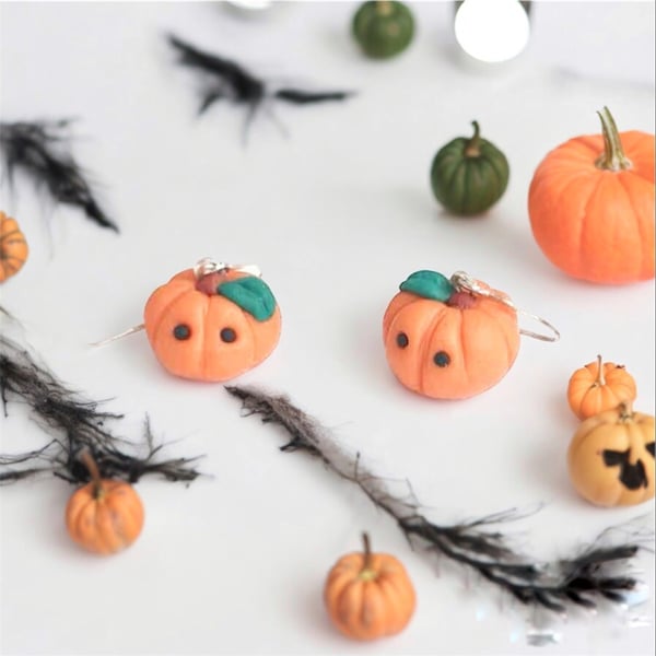 Orange Halloween Pumpkin Earrings Cute Fall Jewellery Gift Pumpkin Jewellery 