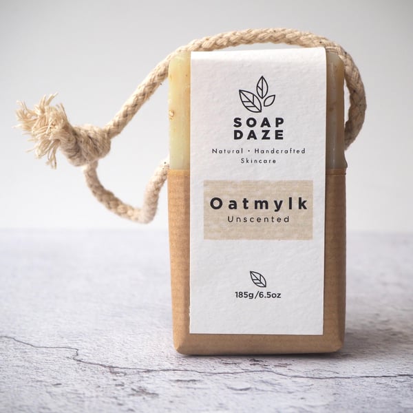 Oatmylk soap on rope - unscented, vegan, handmade