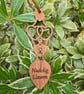 Linked Hearts "Nadolig Llawen" Engraved Welsh Lovespoon, Cherry Veneered MDF