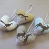 Christmas padded heart hanging decorations - Holly, mistletoe, berries, animals 