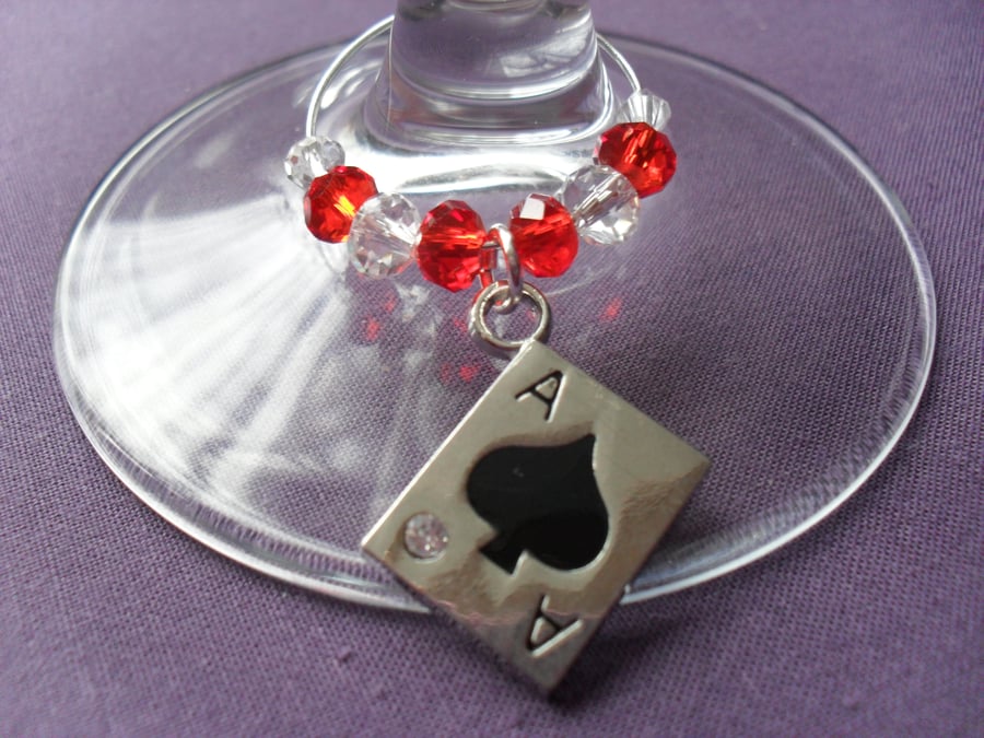 Ace of Spades Wine Glass Charm WINE003