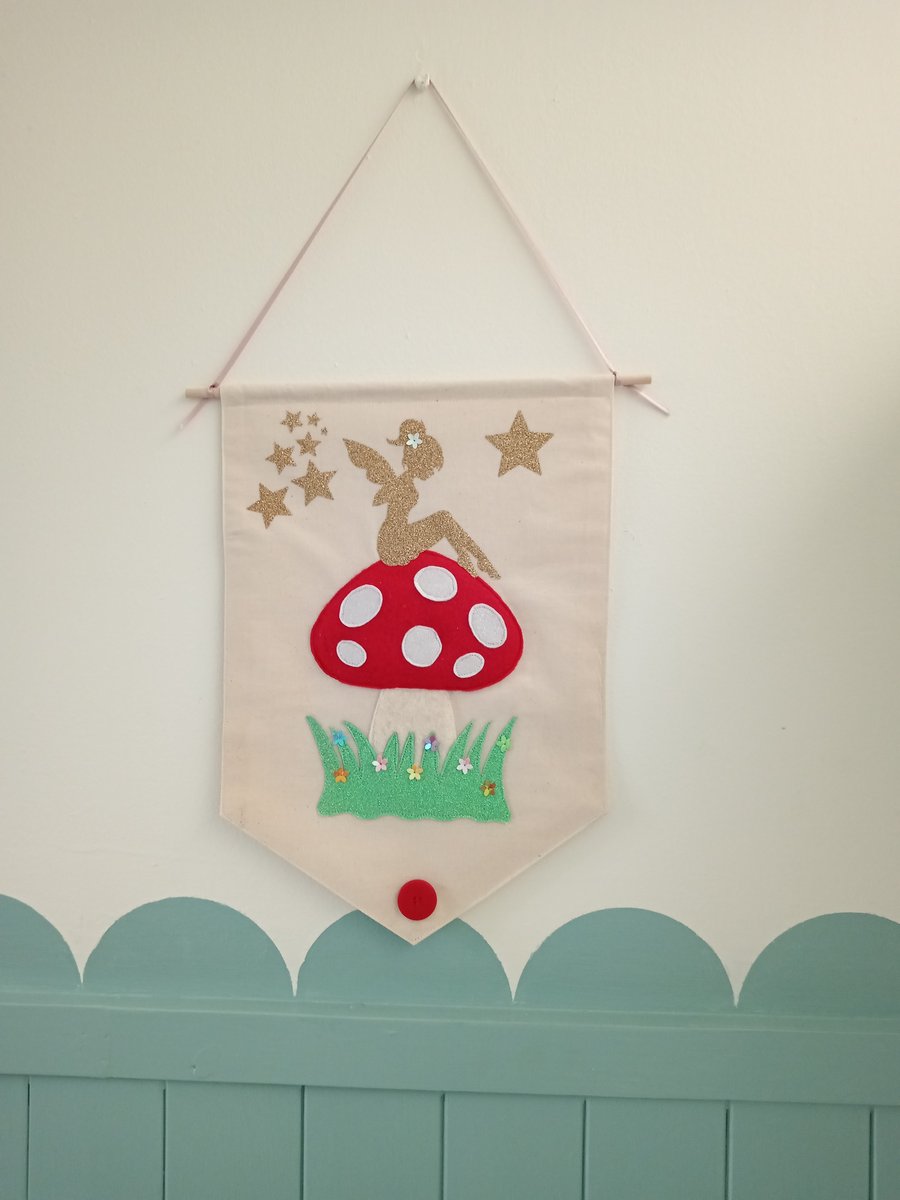 Fairy and Toadstool Wall hanging.. Art.. Decor