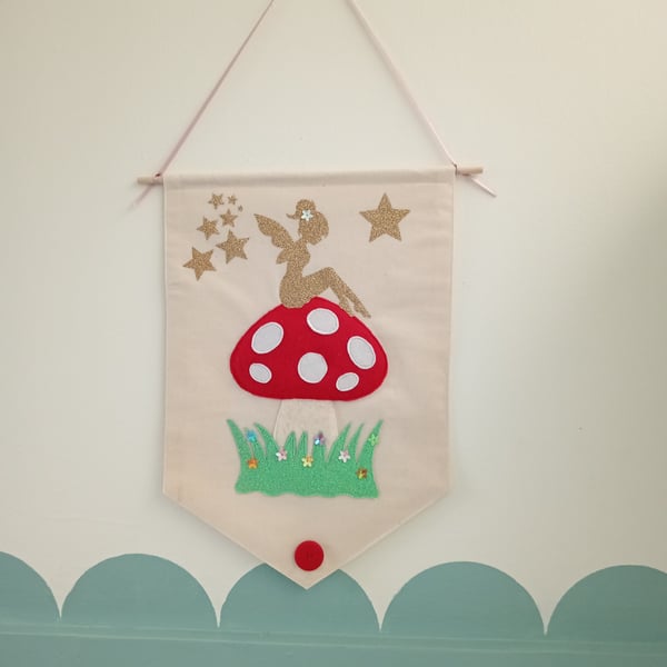 Fairy and Toadstool Wall hanging.. Art.. Decor