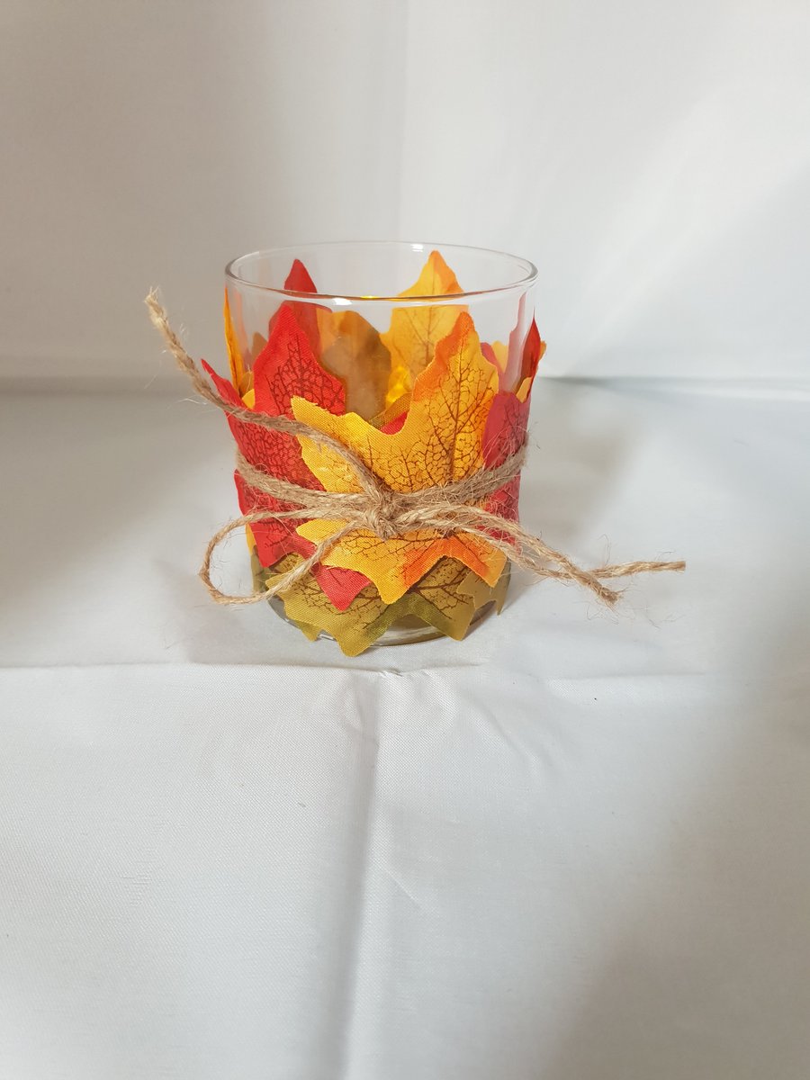 Autumn leaves tea light holder