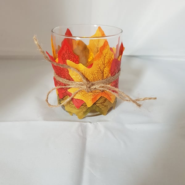 Autumn leaves tea light holder