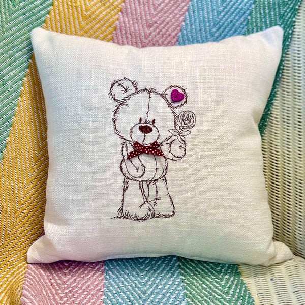 Bear design Embroidered Cushion 33cm (13”)