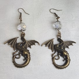 Gorgeous Large Dragon charm Earrings - Mixed Tones.