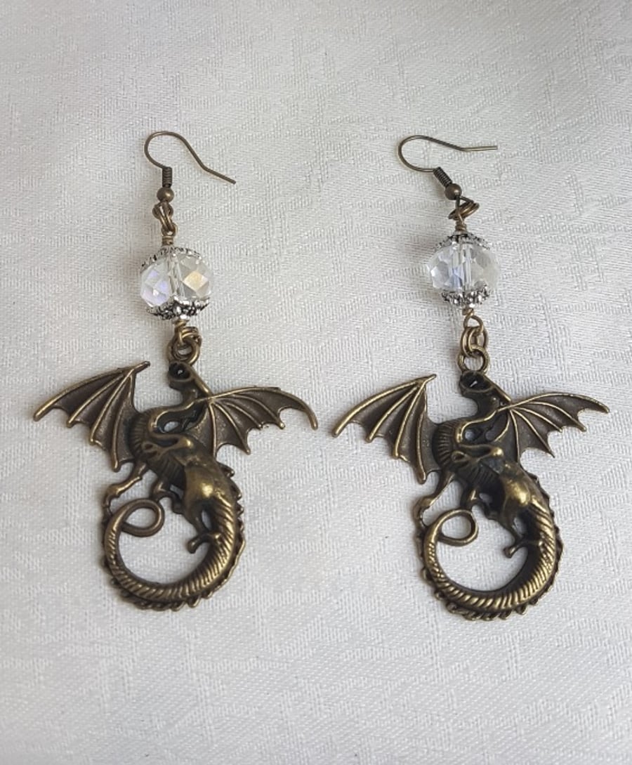 Gorgeous Large Dragon charm Earrings - Mixed Tones.