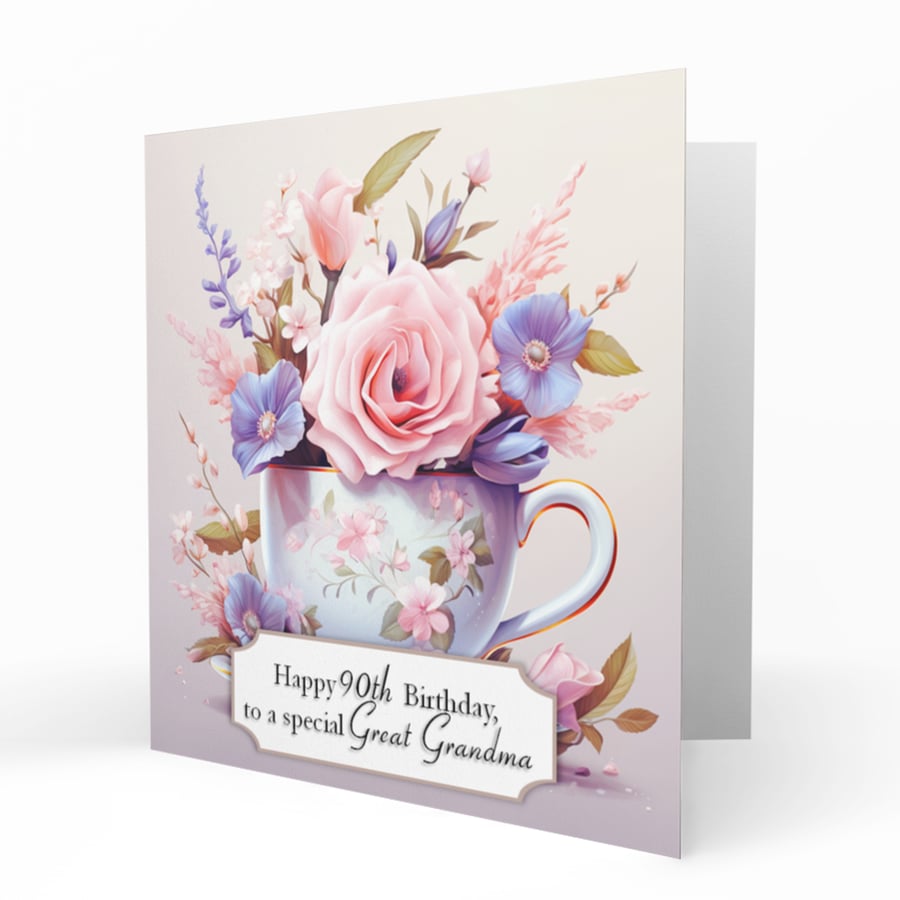 Personalised Birthday Card, Female, 30th, 40th, 50th, 60th, 70th, Tea Cup, C171