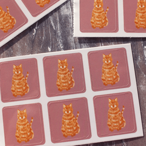 Ginger Cat Envelope Stickers - Set of 6