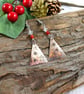 Earrings, Christmas Tree Copper & Carnelian Droppers - Hypoallergenic Ear Wires