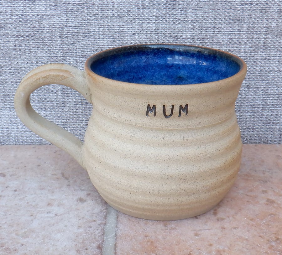 Cuddle mug coffee tea cup for MUM handthrown stoneware pottery ceramic 