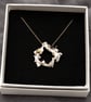 Molten Silver Wreath Pendant, Artisan Statement Jewellery, Brass Detail Necklace