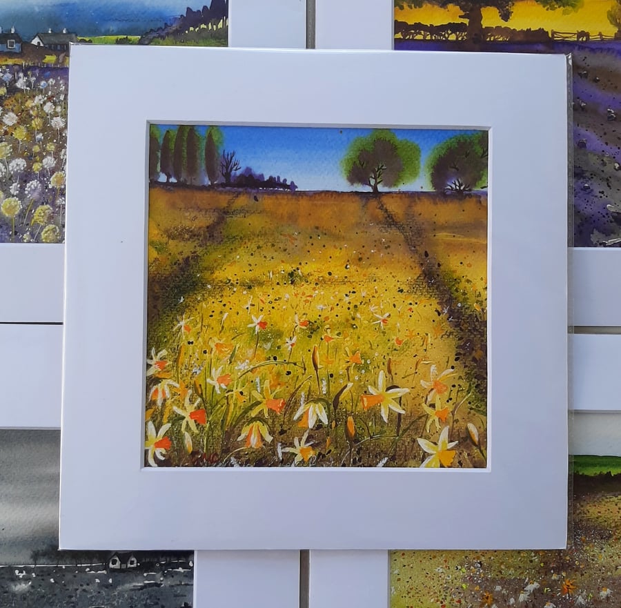 Wall Art Gift. One-Off Watercolour Daffodil Painting.