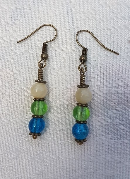 Gorgeous Yellow Spectrum Earrings - Bronze tone No14